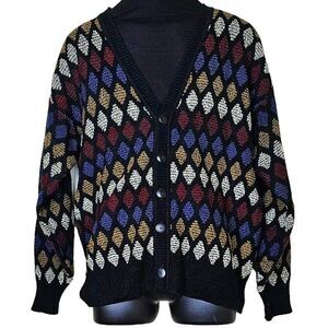 80s/90s Vintage J. T. Beckett Textured Knit Grandpa Cardigan Sweater Size M